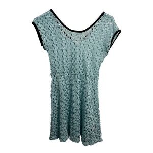 sally m girls lace dress size large 10 12 teal short sleeve